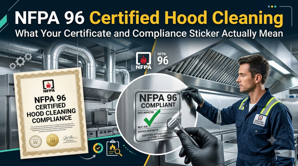 NFPA 96 Certified Hood Cleaning: What Your Certificate and Compliance Sticker Actually Mean